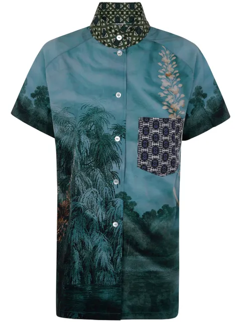 Pierre-Louis Mascia batik-print-collar cotton shirt 