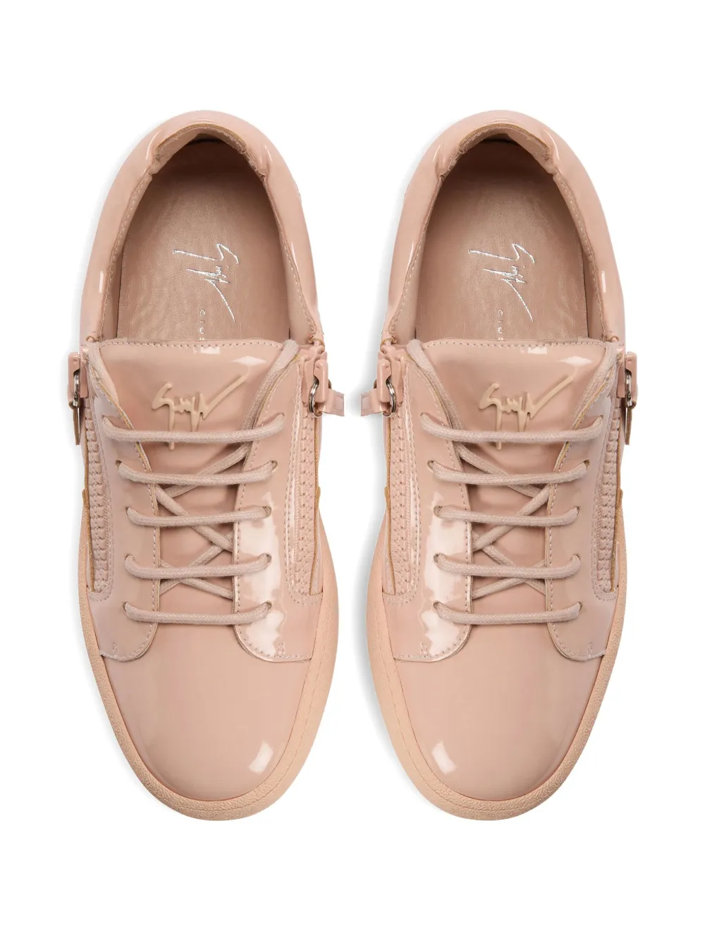 Giuseppe Zanotti Gail patent-leather zip-detail sneakers Neutrals