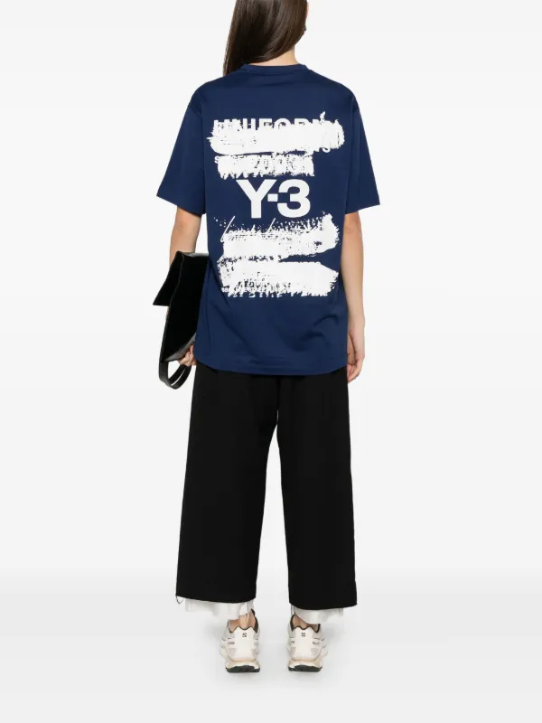 Y-3 x Adidas graphic-print T-shirt | Blue | FARFETCH