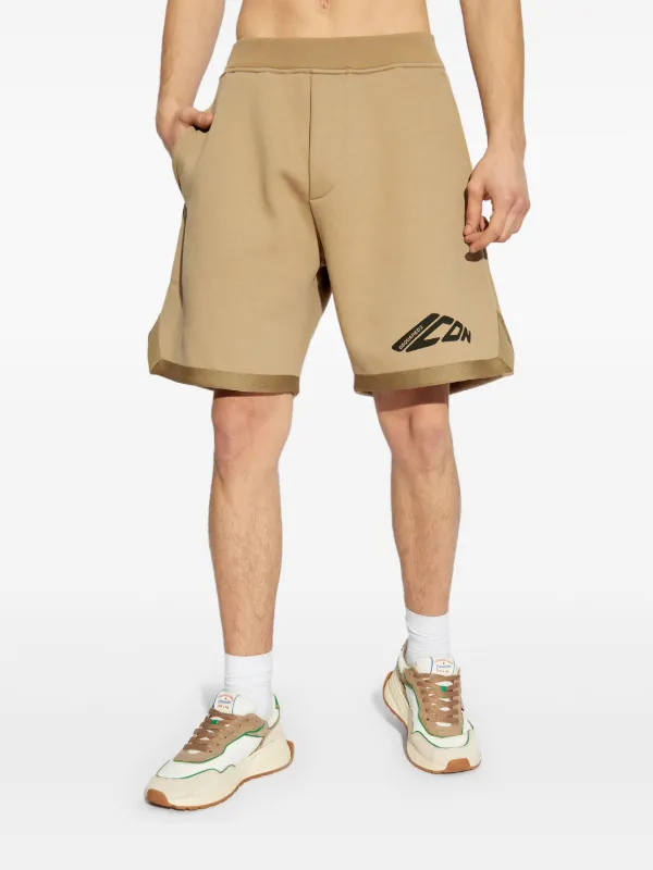 パンツ DSQUARED2 printed cotton Bermuda shorts DSQUARED2 Printed Track Shorts | Neutrals | FARFETCH FI