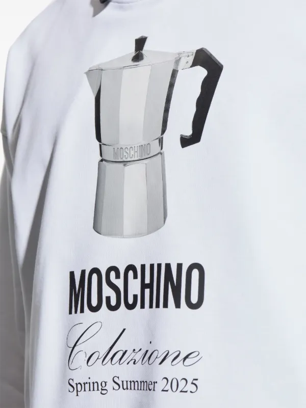 【関税込み】Moschino ホワイト ロゴプリント スウェットシャツ Moschino: ホワイト ロゴプリント スウェットシャツ | SSENSE 日本