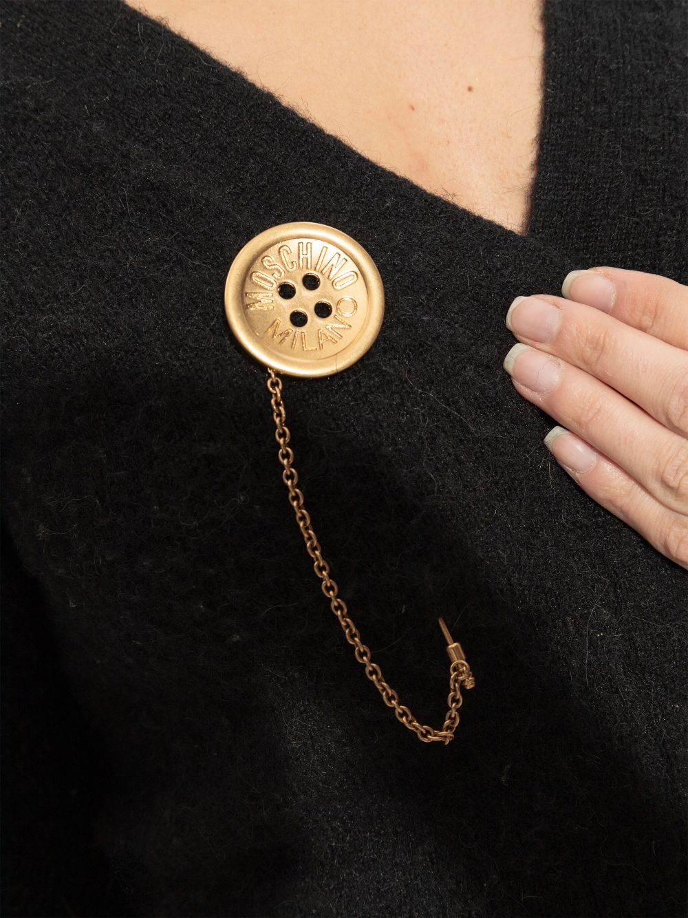 Moschino button brooch - Gold