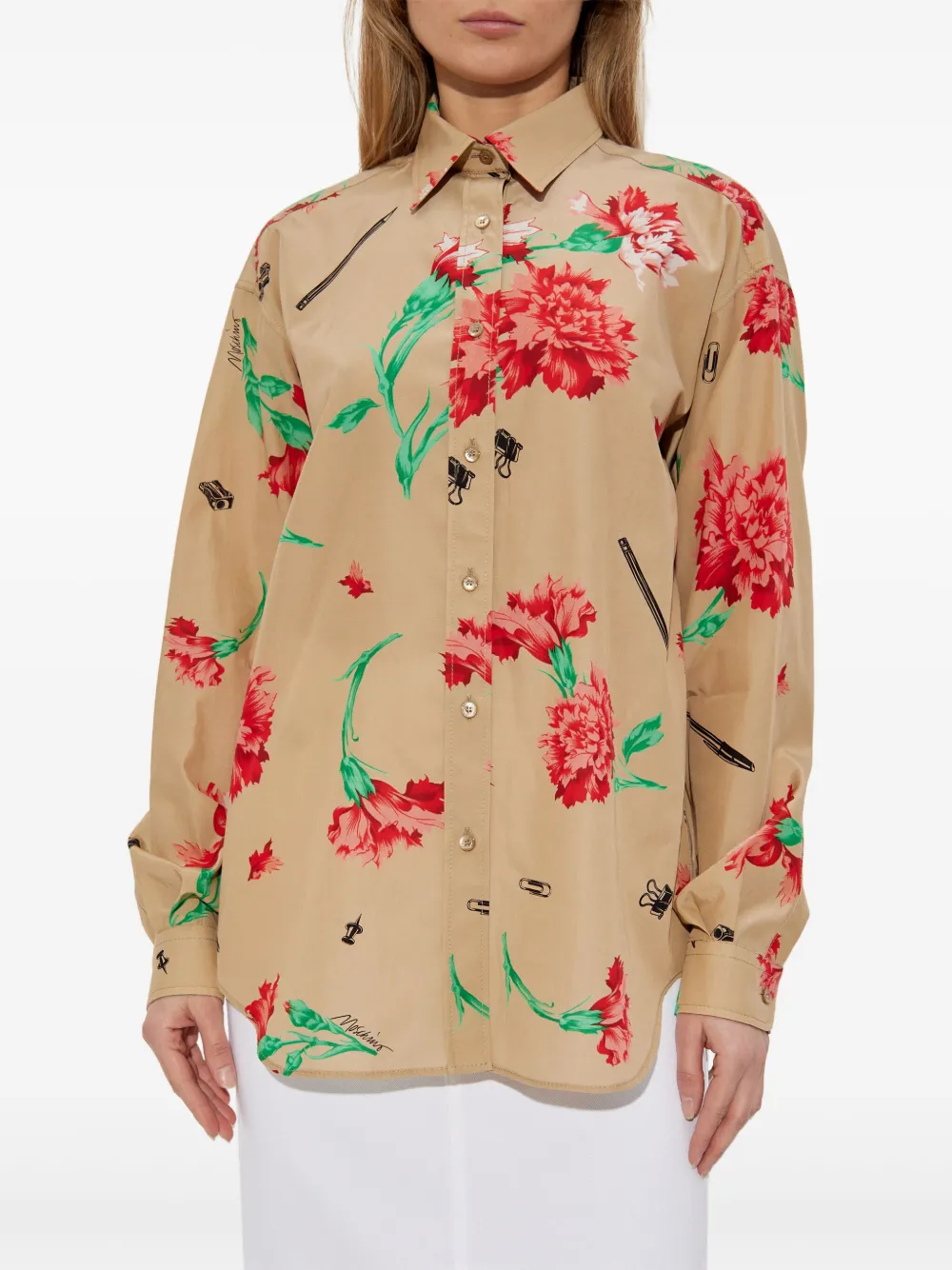Moschino Blouse met bloemenprint Beige