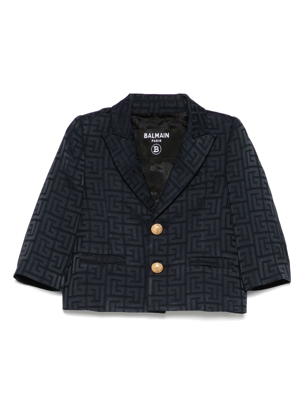 Balmain Kids patterned-jacquard blazer - Blue