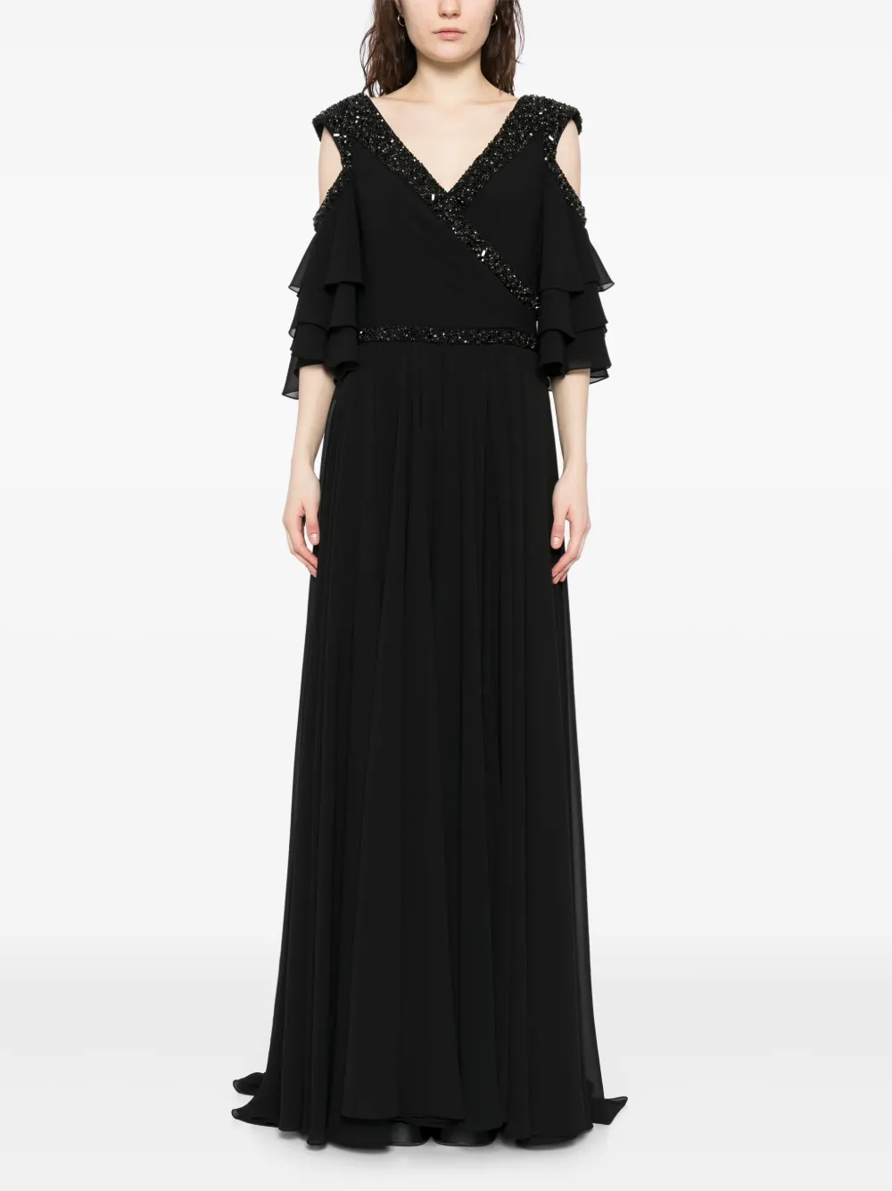 Saiid Kobeisy Off-shoulder jurk verfraaid met kralen - JET BLACK