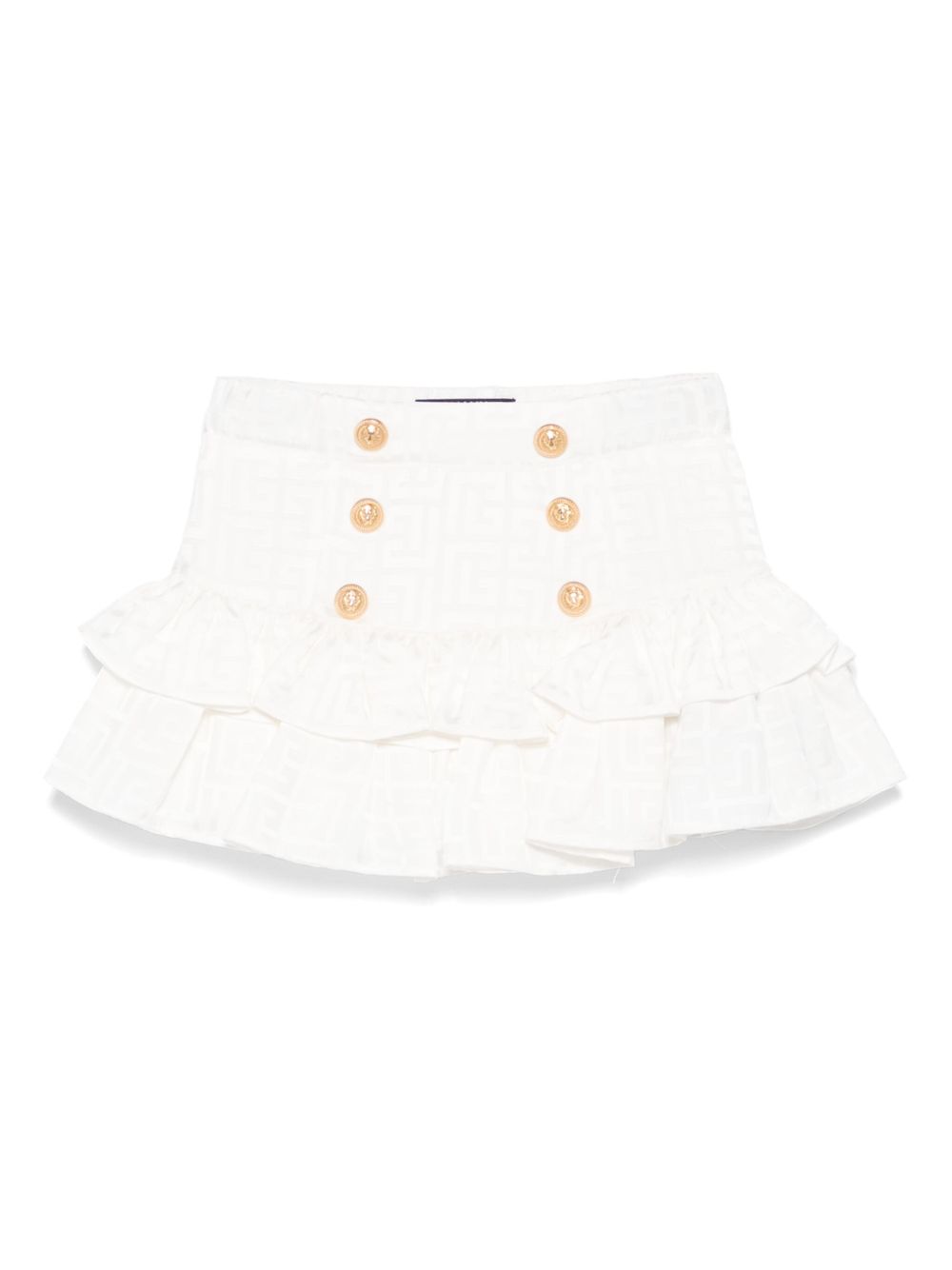 Balmain Kids embossed-buttons skirt - White