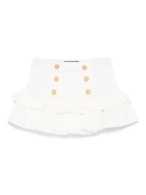 スカート BALMAIN AF1LB0 05KB02 GFE Skirts White Short cotton canvas skirt white white - Women | BALMAIN