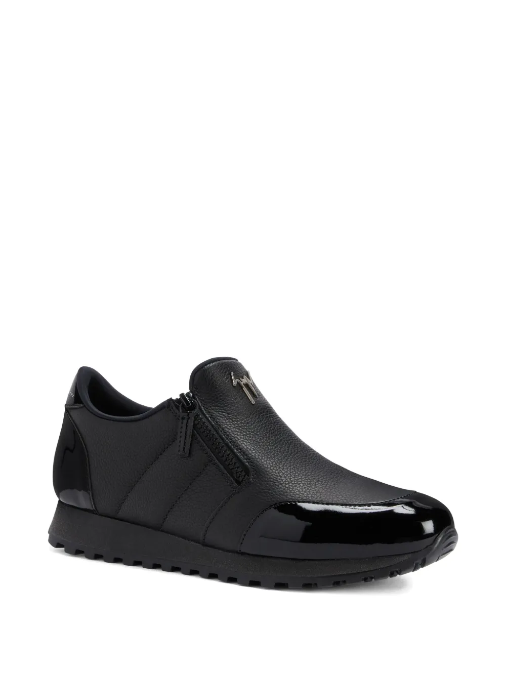 Giuseppe Zanotti Conley zip-detail patent-toe sneakers BLACK