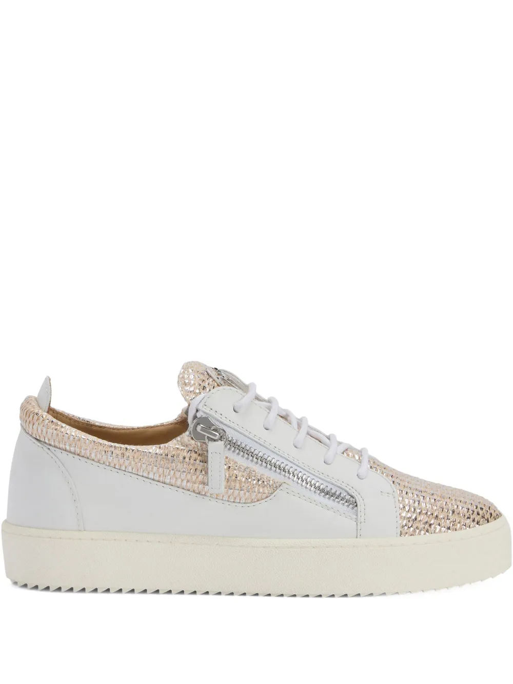 Giuseppe Zanotti woven-panel side-zip sneakers | White | Image 1