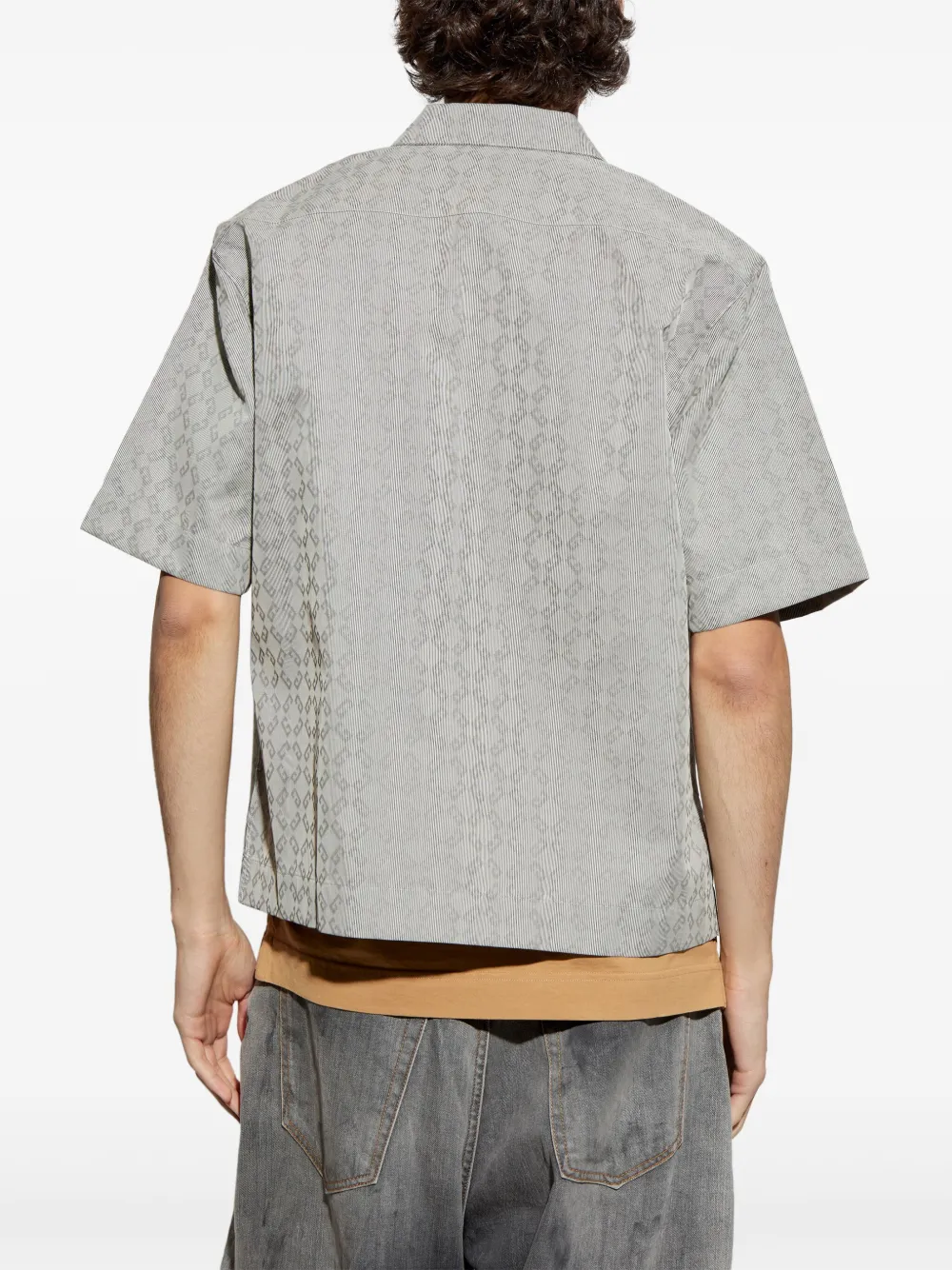 Givenchy Gray Monogram 72 Jacquard Zipped Shirt In Black