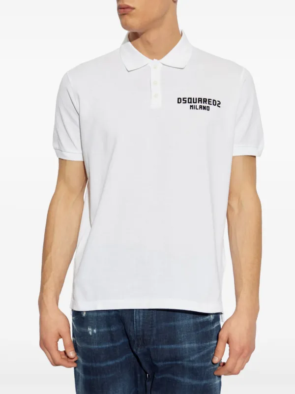 Tシャツ・カットソー DSQUARED2 LOGO COTTON POLO SHIRT DSQUARED2 Cotton Polo Shirt | White | FARFETCH