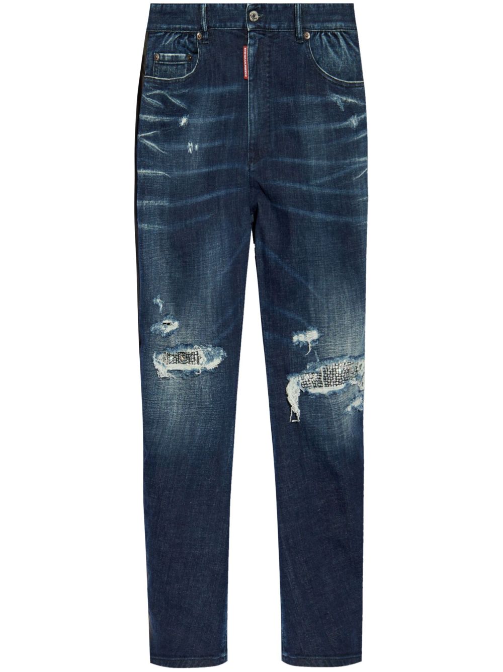 distressed straight jeans