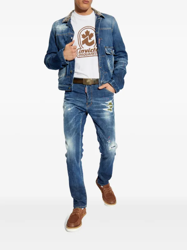 DSQUARED2 ダメージ ストレートジーンズ | ブルー | FARFETCH JP