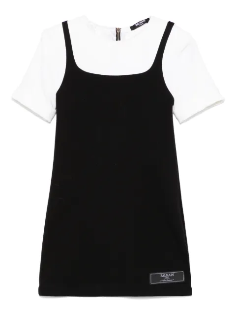 Balmain Kids 레이어드 효과 드레스