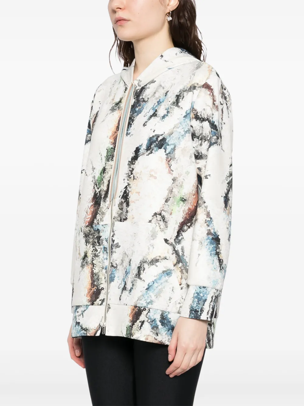 Shop Saiid Kobeisy Printed Neoprene Hoodie In Neutrals