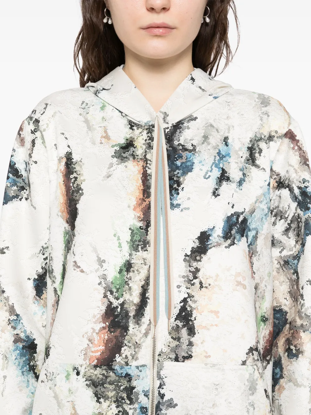 Shop Saiid Kobeisy Printed Neoprene Hoodie In Neutrals