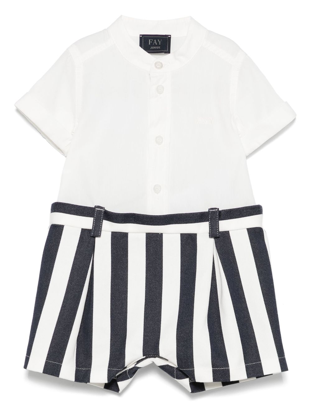 Fay Kids striped-panel romper - White