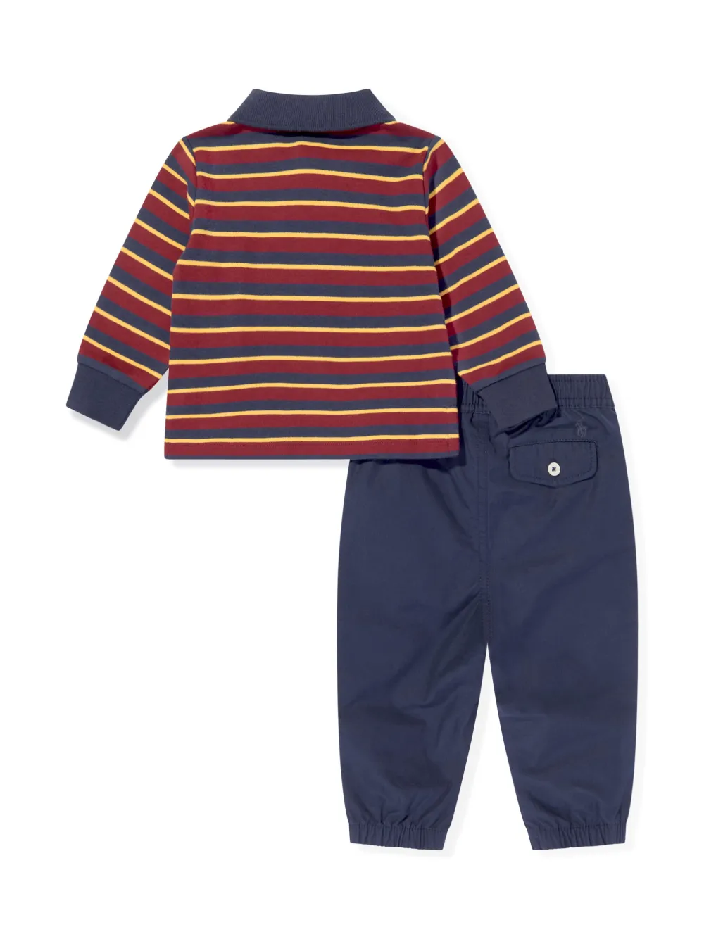 POLO RALPH LAUREN KIDS striped polo shirt and trousers set - Blauw