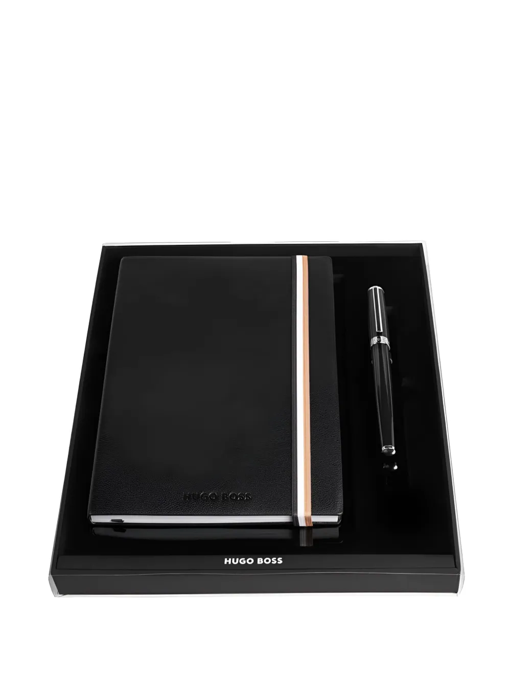 Hugo Boss Iconic Notebook And Fountain Pen Set In Black