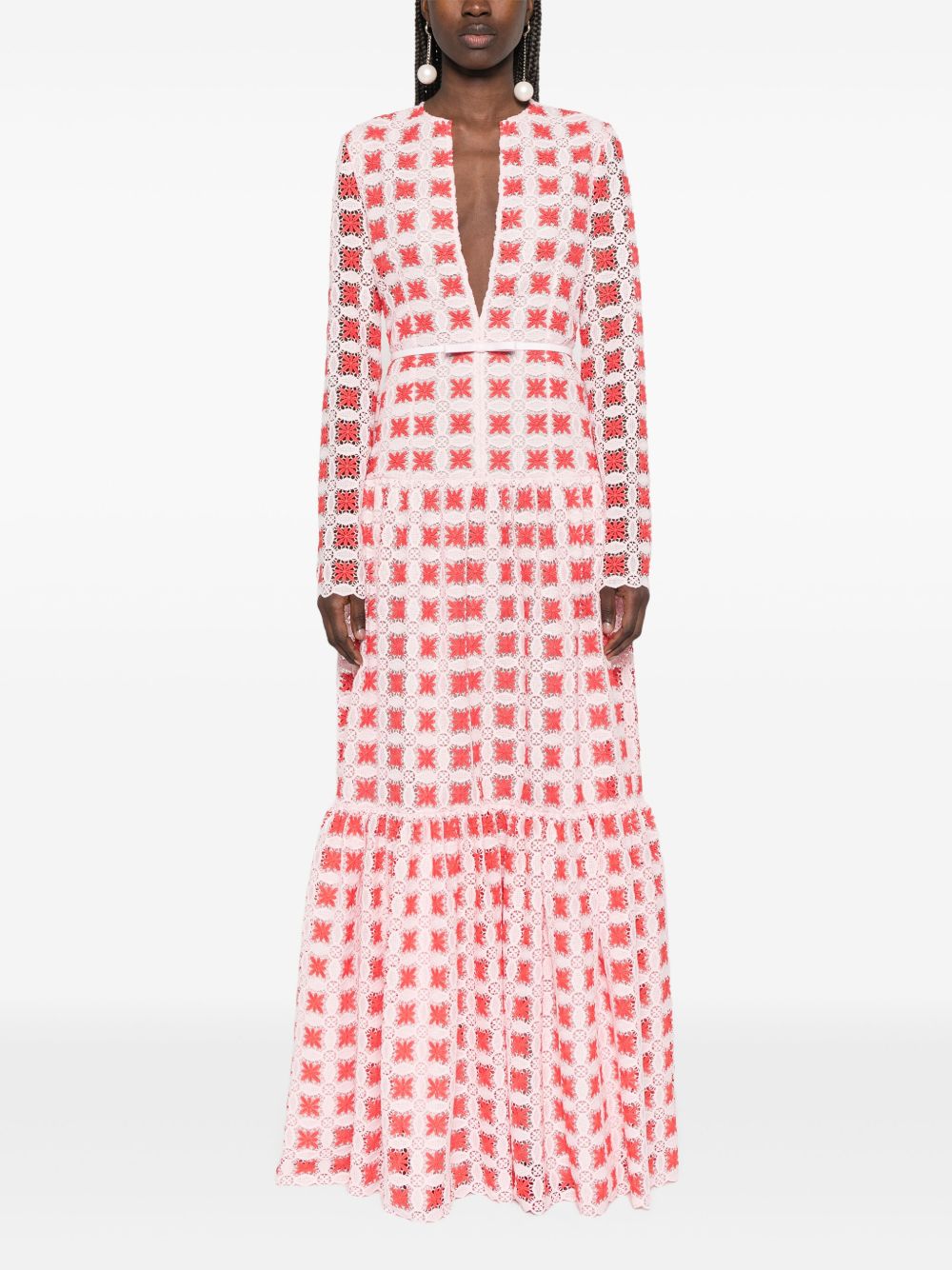 Giambattista Valli Maxi-jurk met kant - Roze