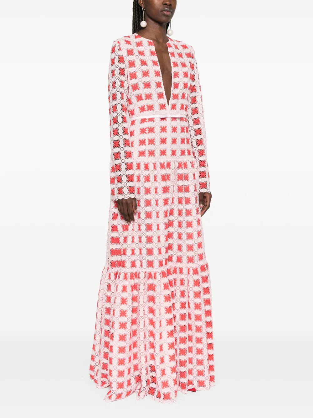 Giambattista Valli Maxi-jurk met kant Roze