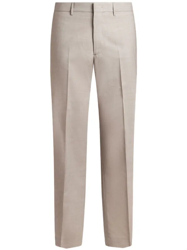 Etro Slub Wool Blend Trousers in Neutrals