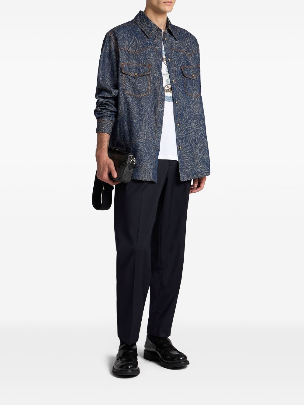 ETRO jacquard denim shirt jacket - Blue