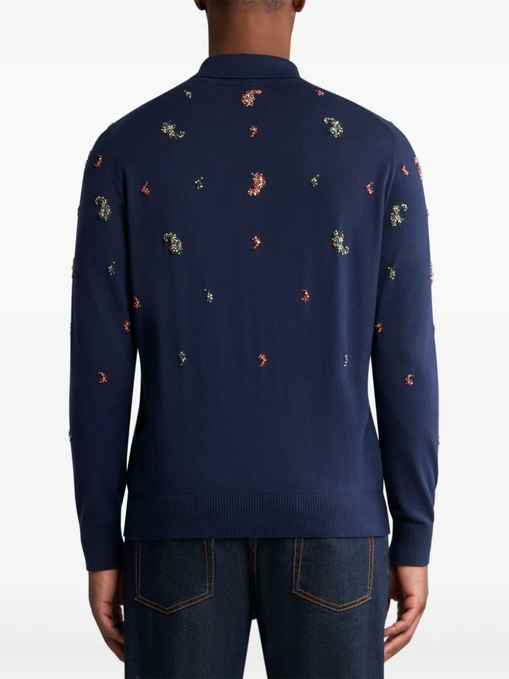 ETRO Poloshirt met kristallen en paisley-print Blauw