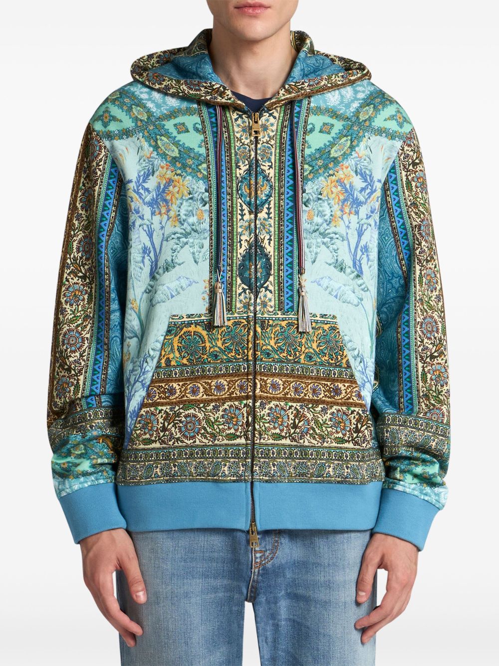 ETRO abstract print hoodie - Blue