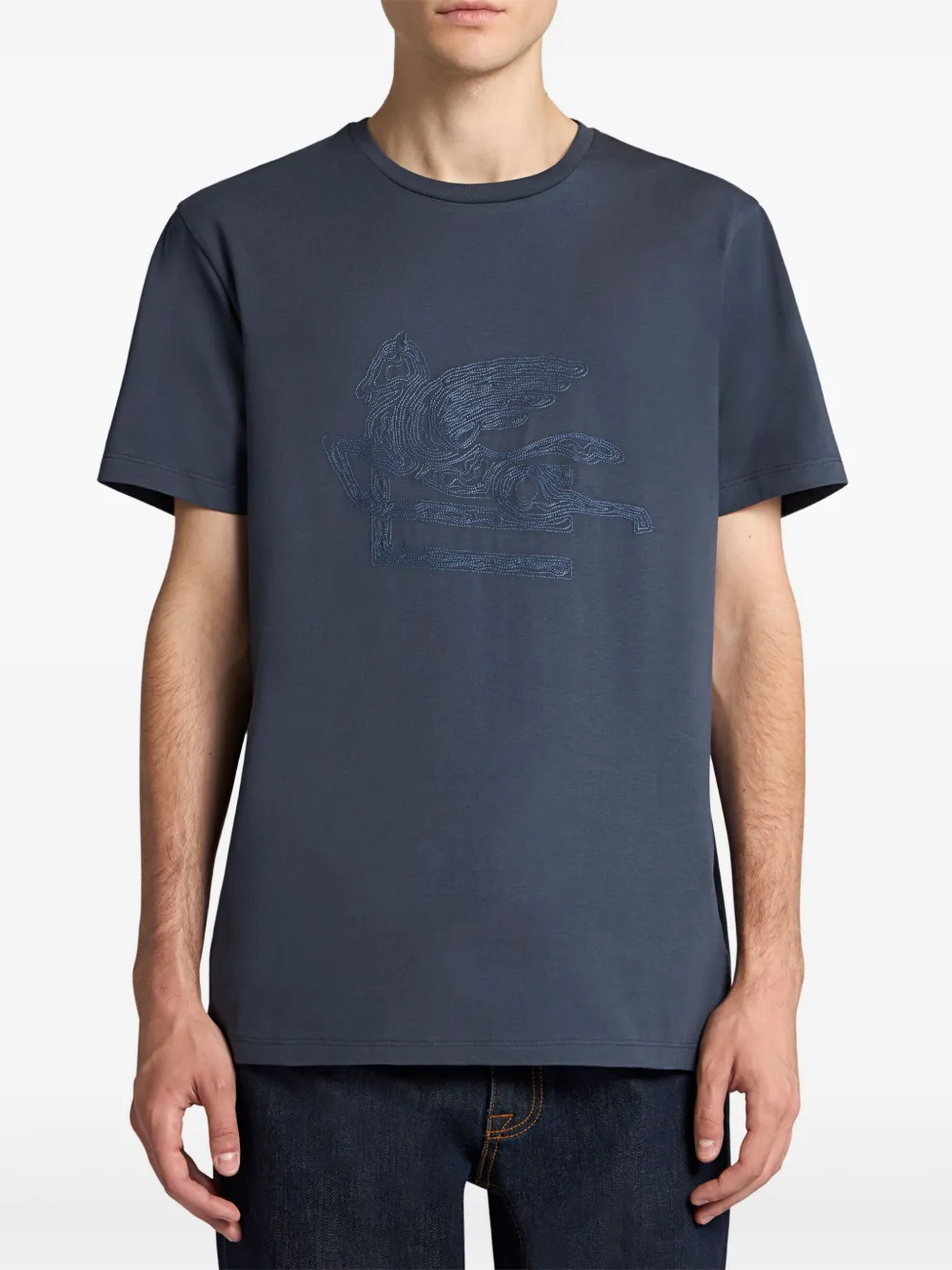 ETRO Maxi-Pegaso T-shirt met borduurwerk Blauw