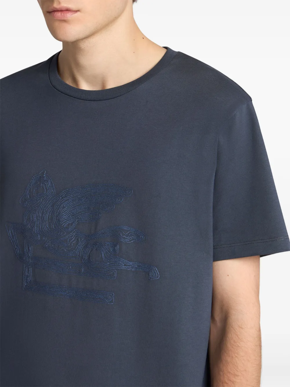 ETRO Maxi-Pegaso T-shirt met borduurwerk Blauw