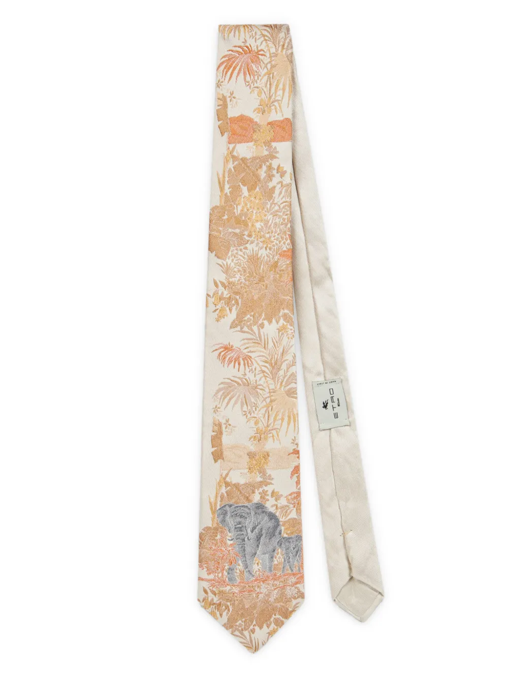 Etro Patterned Silk Tie In Neutrals