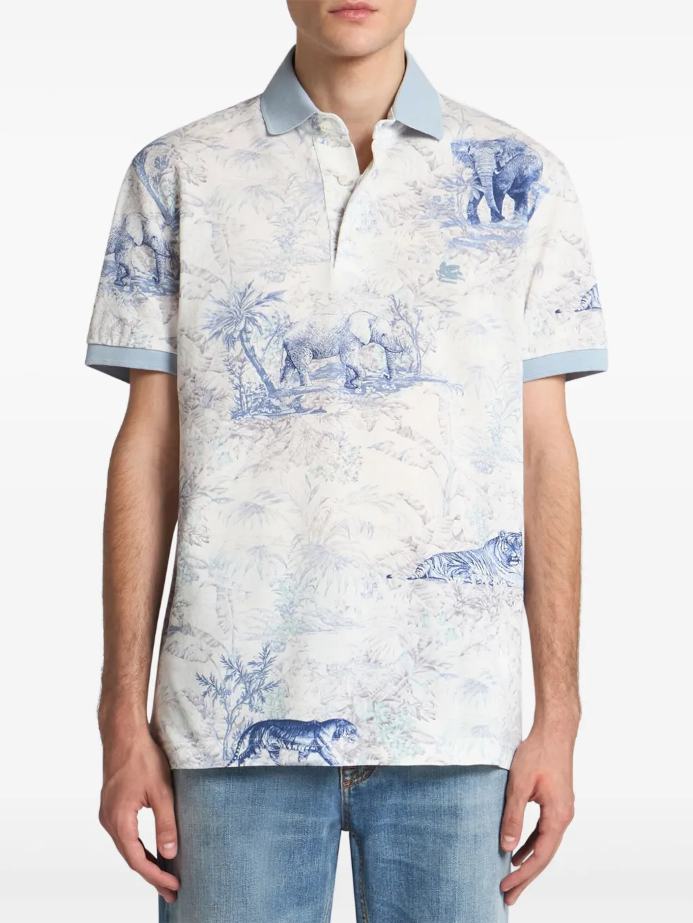 ETRO Poloshirt met Safari-print - Wit