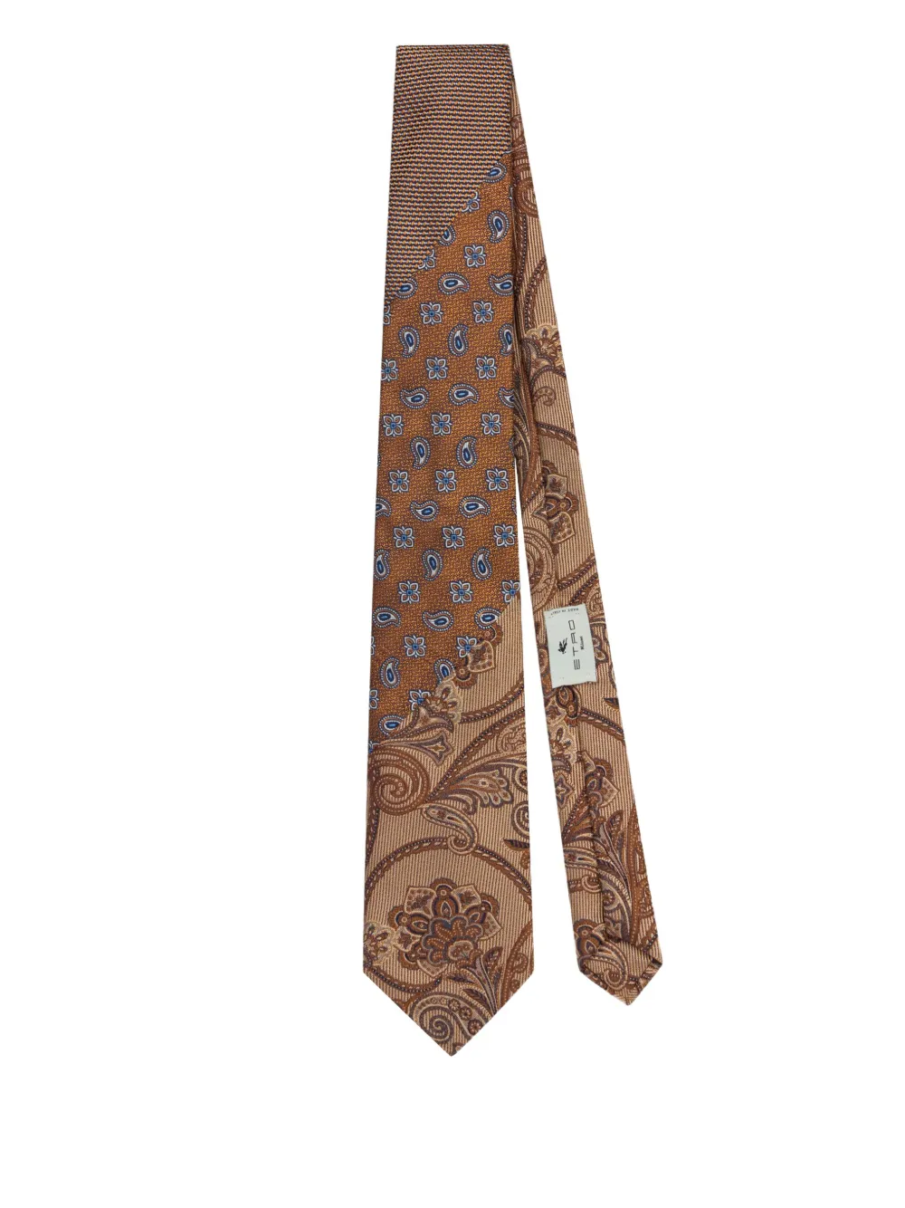 ETRO corbata de seda con diseño patchwork | marrón | Image 1