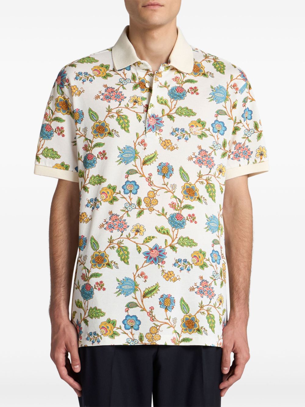 ETRO floral-print polo shirt - Wit