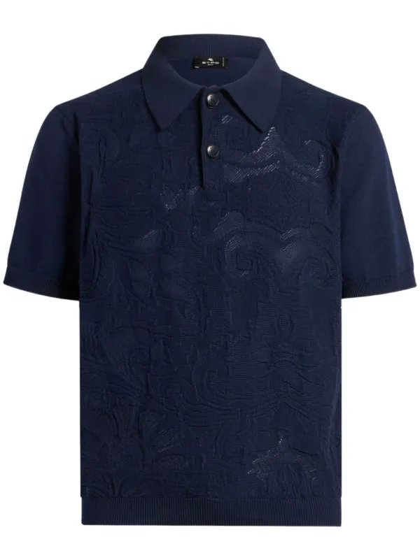 ETRO テクスチャード ニットポロシャツ | ブルー | FARFETCH JP