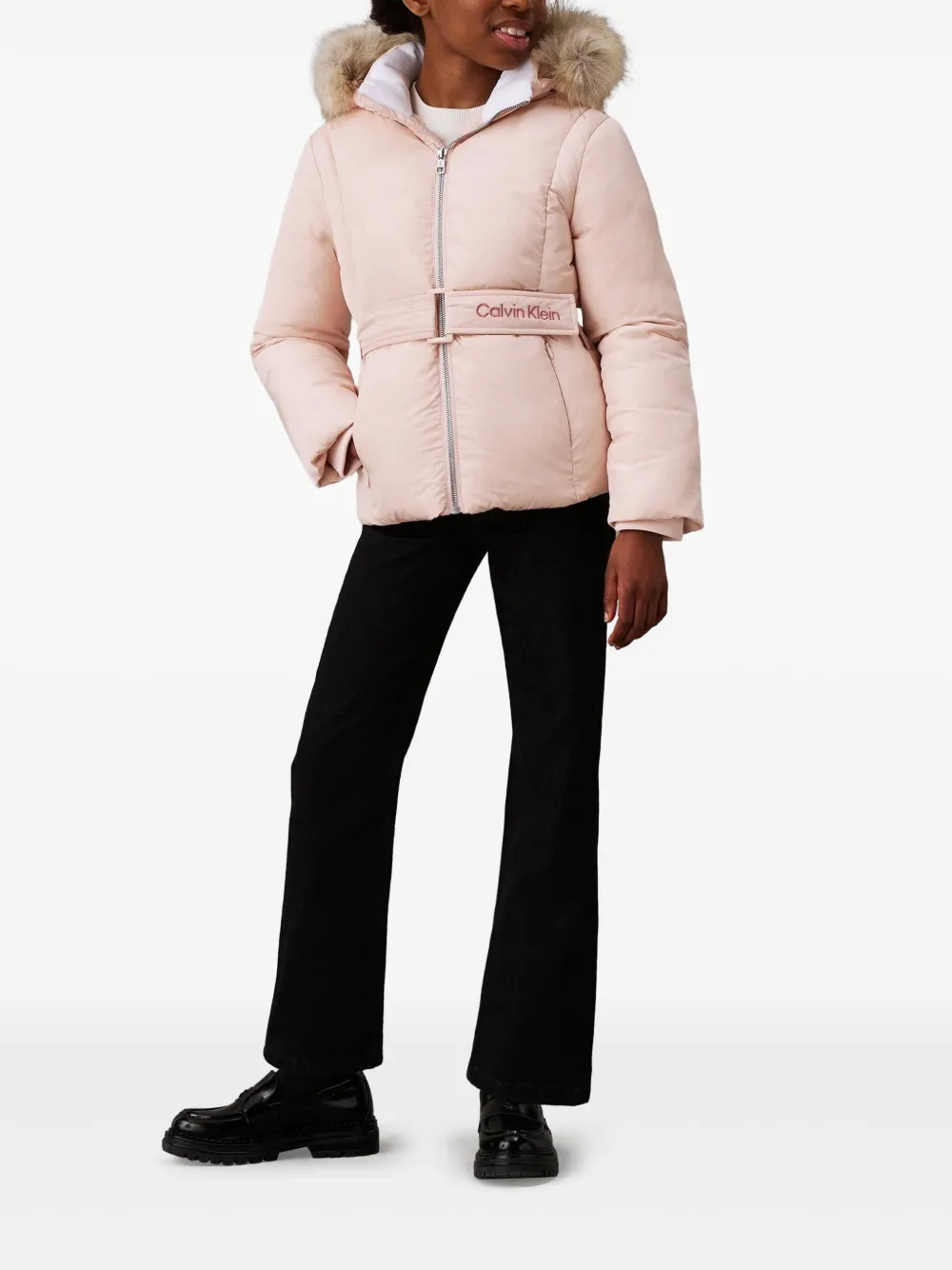 Calvin Klein Kids Donsjack met ceintuur Roze