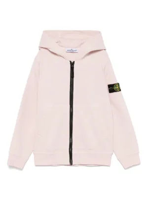 Stone Island Junior Compass-patch zip-up Hoodie | White | FARFETCH