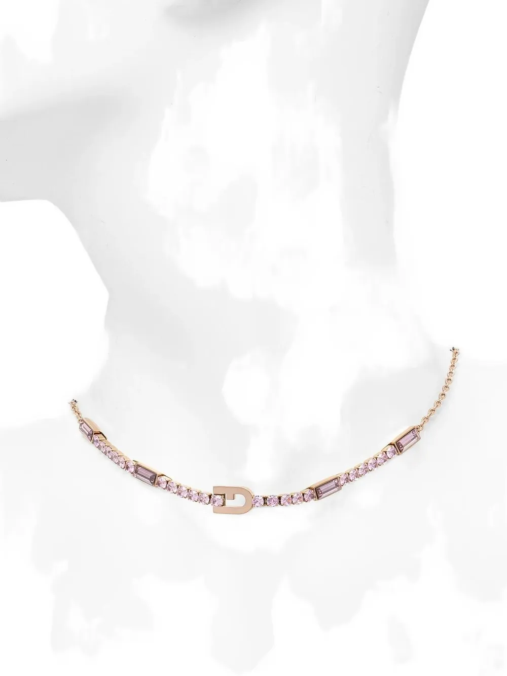 Furla Embellished Chain Necklace In Pink