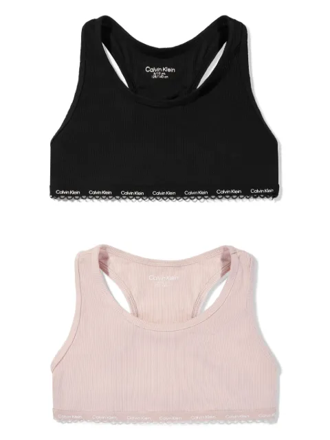 Calvin Klein Kids logo-print bralettes 