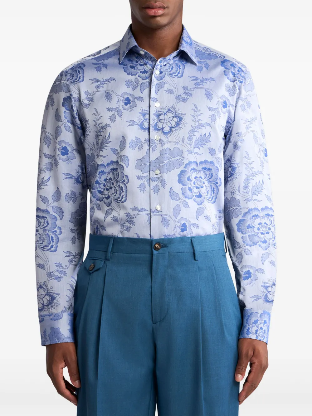 ETRO Overhemd met bloemenprint - Blauw