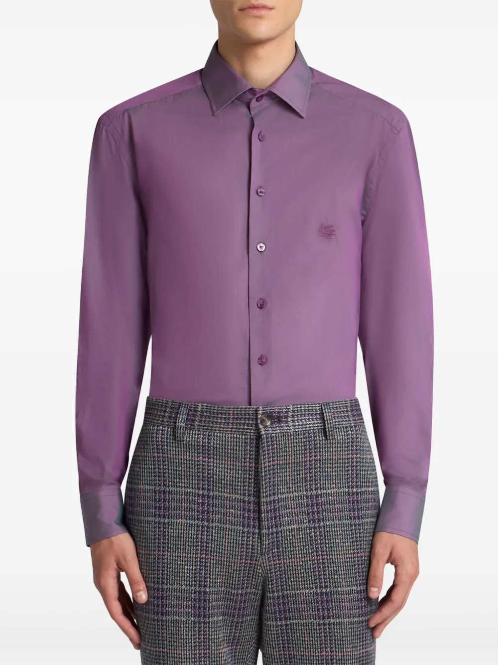 ETRO Overhemd met geborduurd logo - Paars