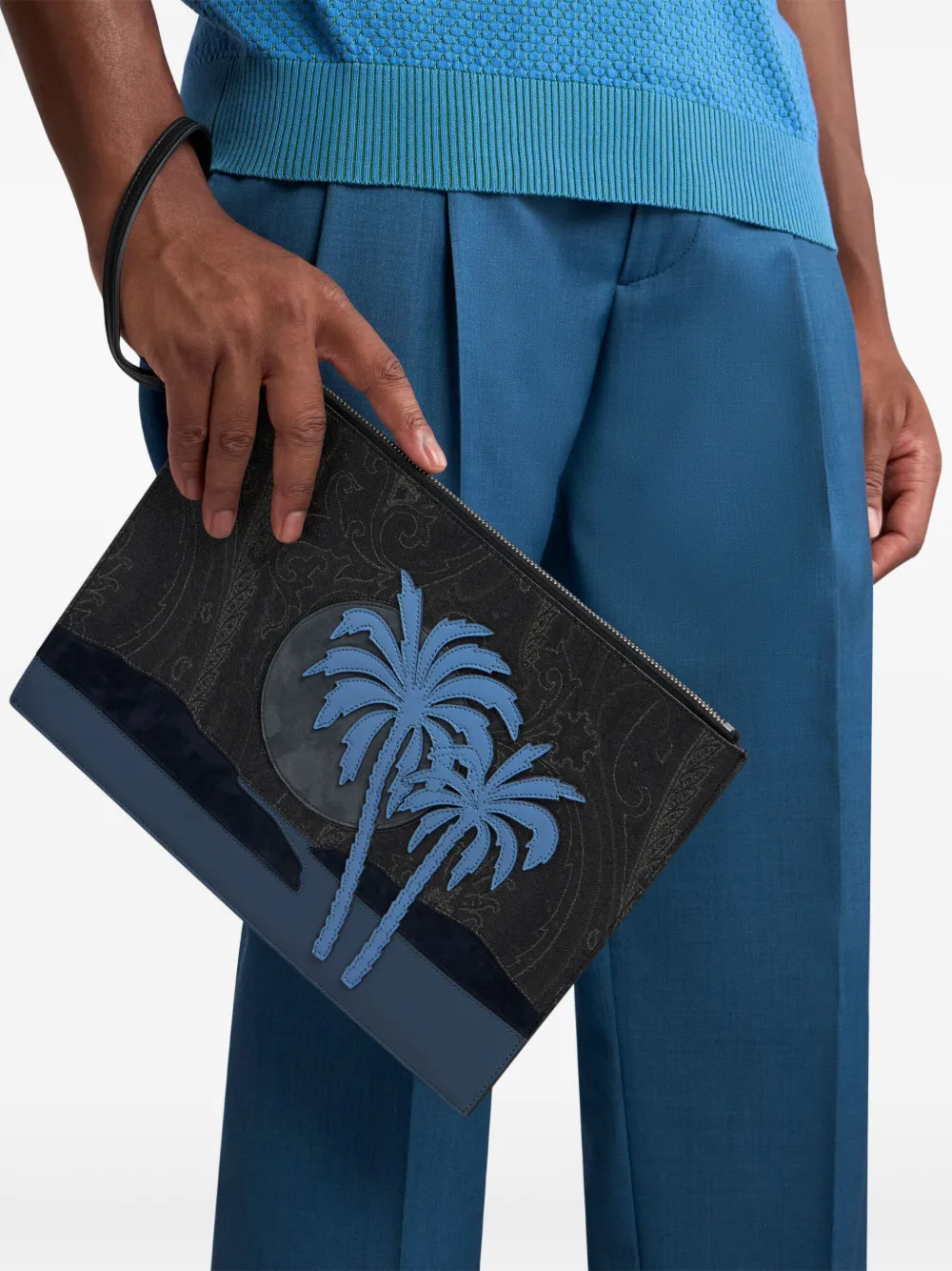 ETRO Clutch met paisley-print - Zwart