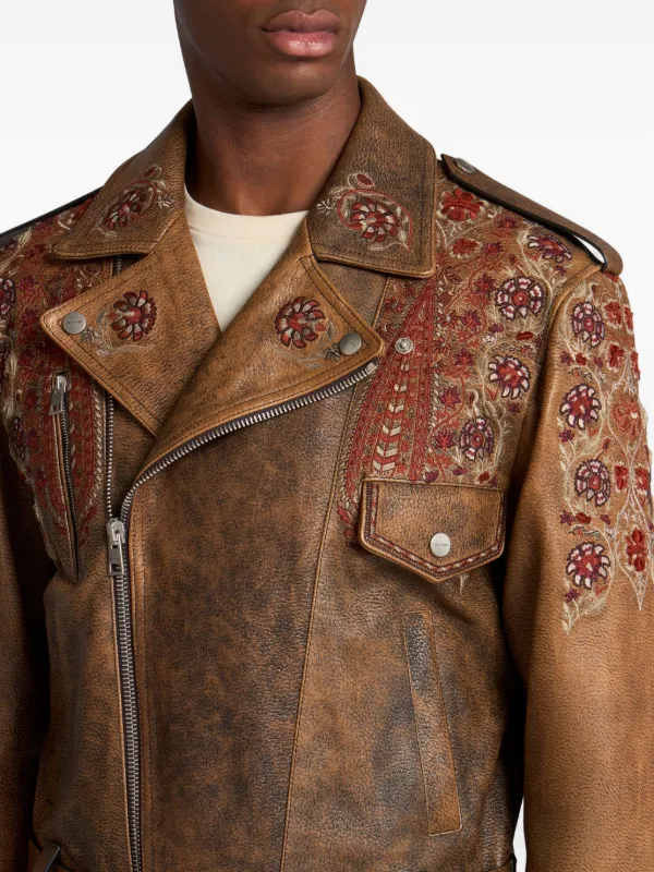 ETRO レザー ライダースジャケット | ブラウン | FARFETCH JP