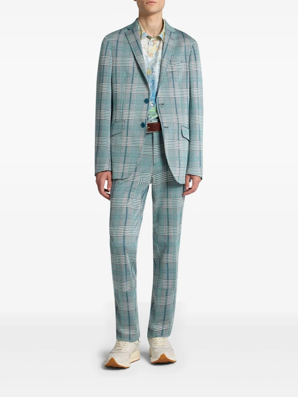 ETRO Geruite jersey blazer - Blauw