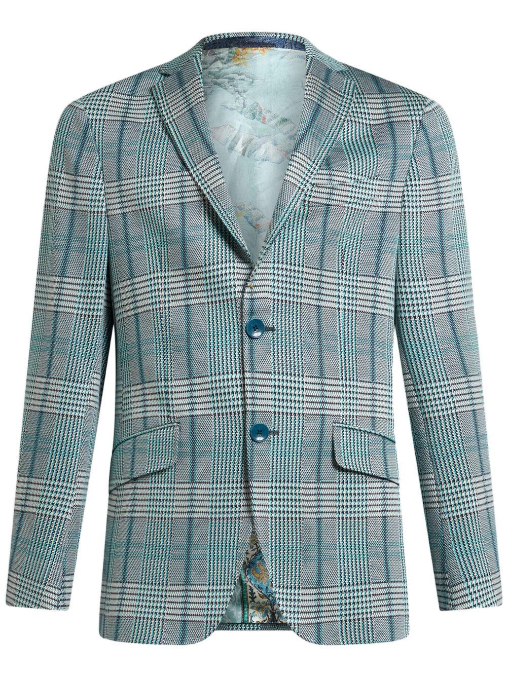 ETRO Geruite jersey blazer Blauw