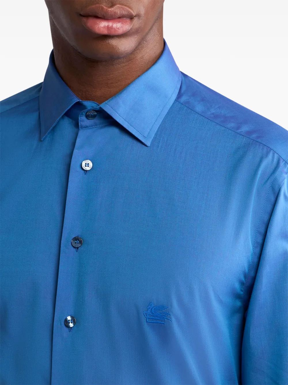 ETRO Overhemd met geborduurd logo Blauw