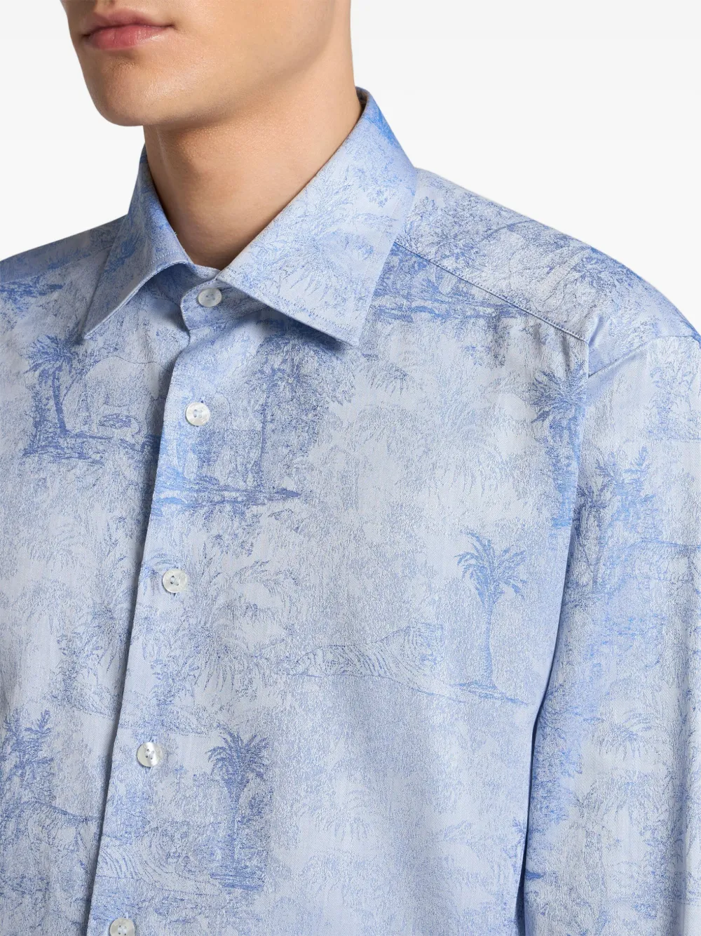 ETRO Overhemd met safari-jacquard Blauw