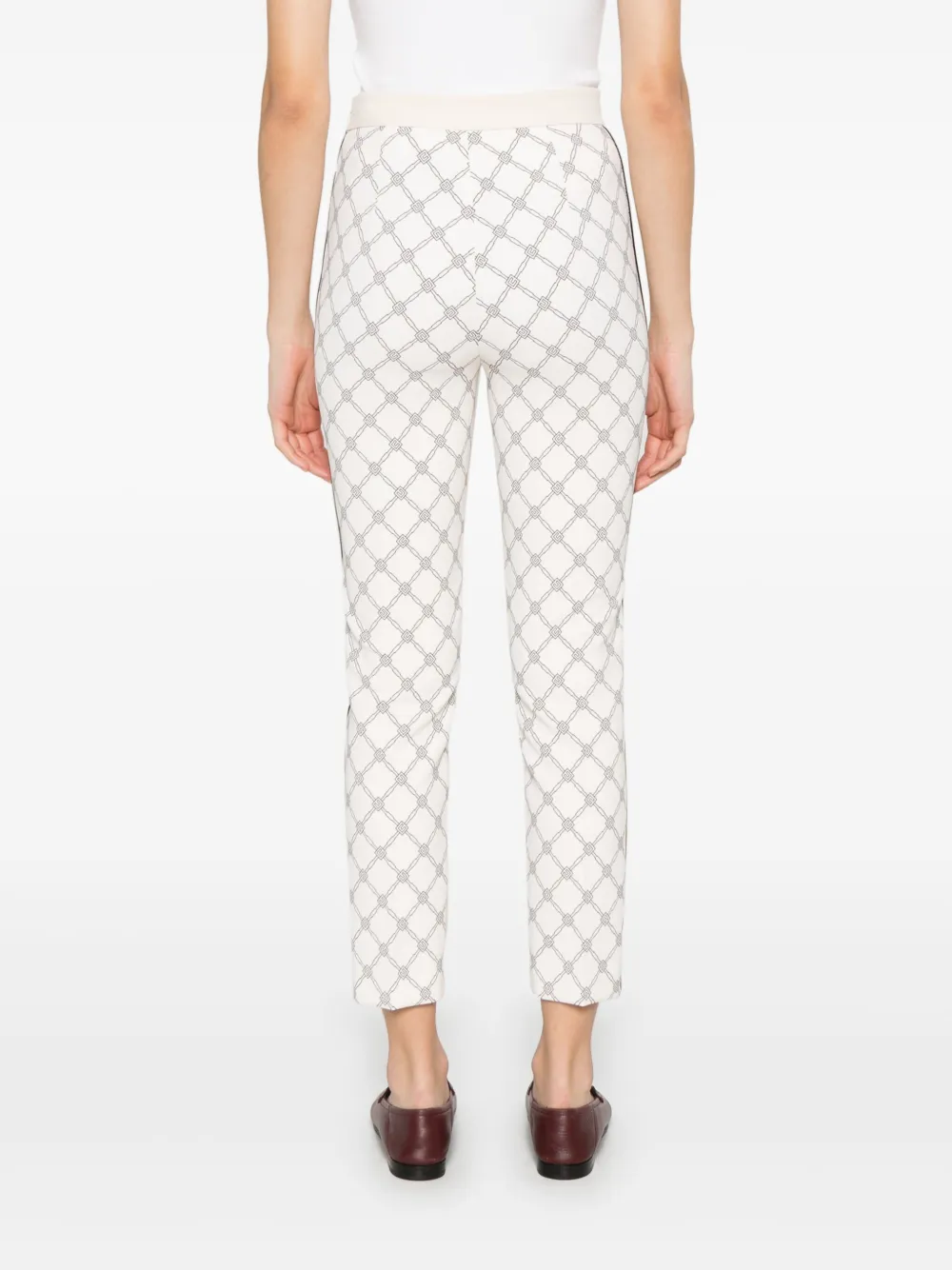 Elisabetta Franchi Crêpe broek met diamantprint Beige