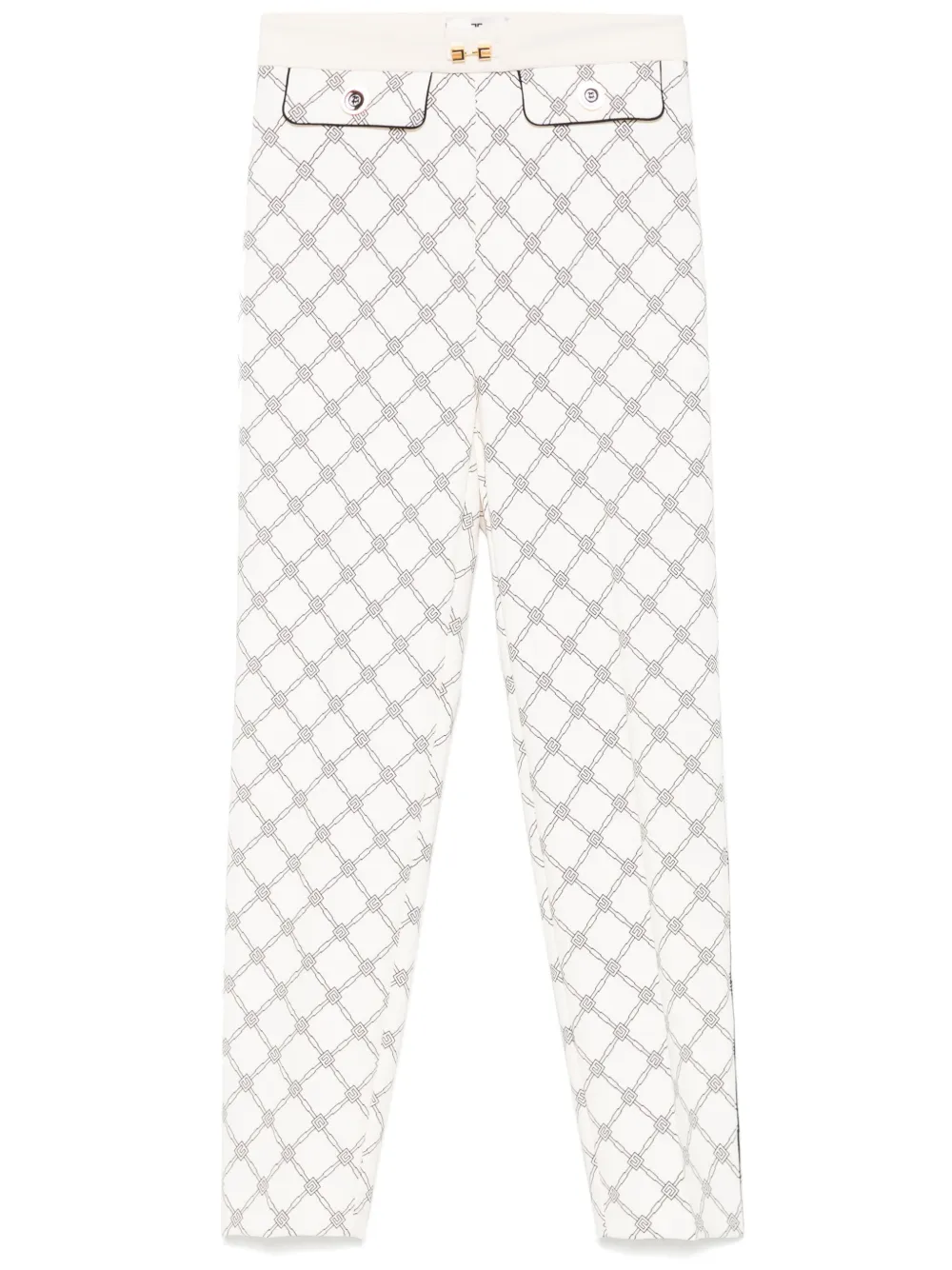 Elisabetta Franchi diamond-print crepe trousers | Neutrals | Image 1